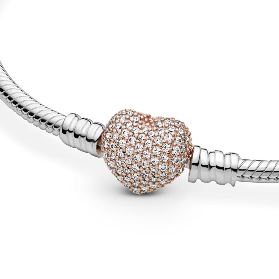 Браслет с застежкой-сердцем с паве No Brand 586292CZ 16 см (2545086649)