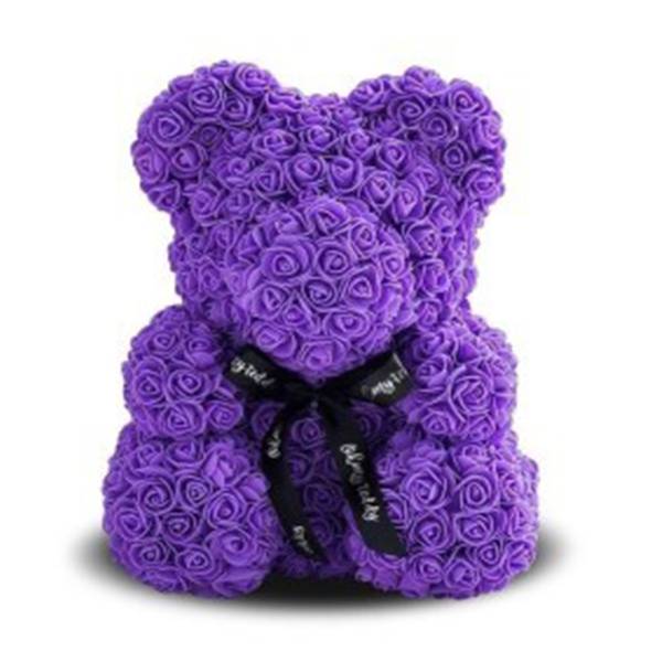 Мягкая игрушка Мишка из роз Bear Flowers Purpule 27 см + подарочная коробка (hub_JnmD51650)