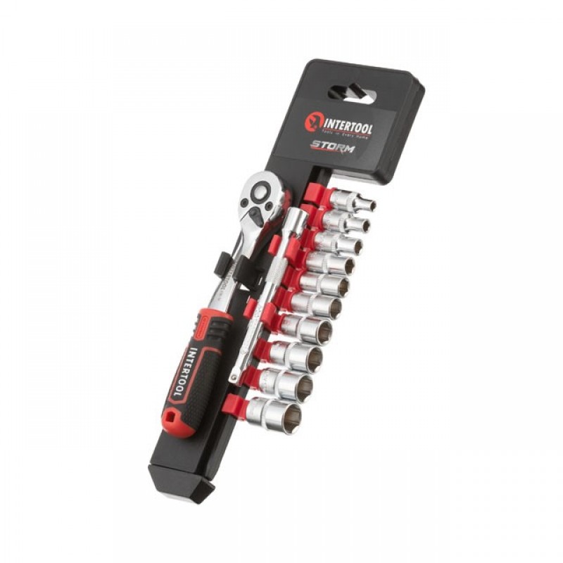 Набор головок INTERTOOL STORM 1/4" 4-13 мм 72 зуба 12ед Cr-V  ET-8012