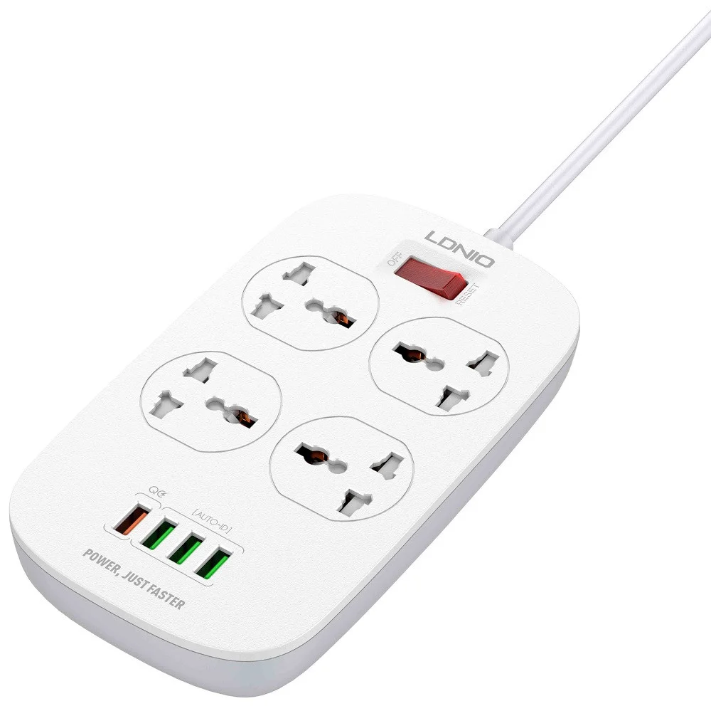 Сетевой фильтр-удлинитель Ldnio SC4407 на 4 розетки 4USB 2 м White