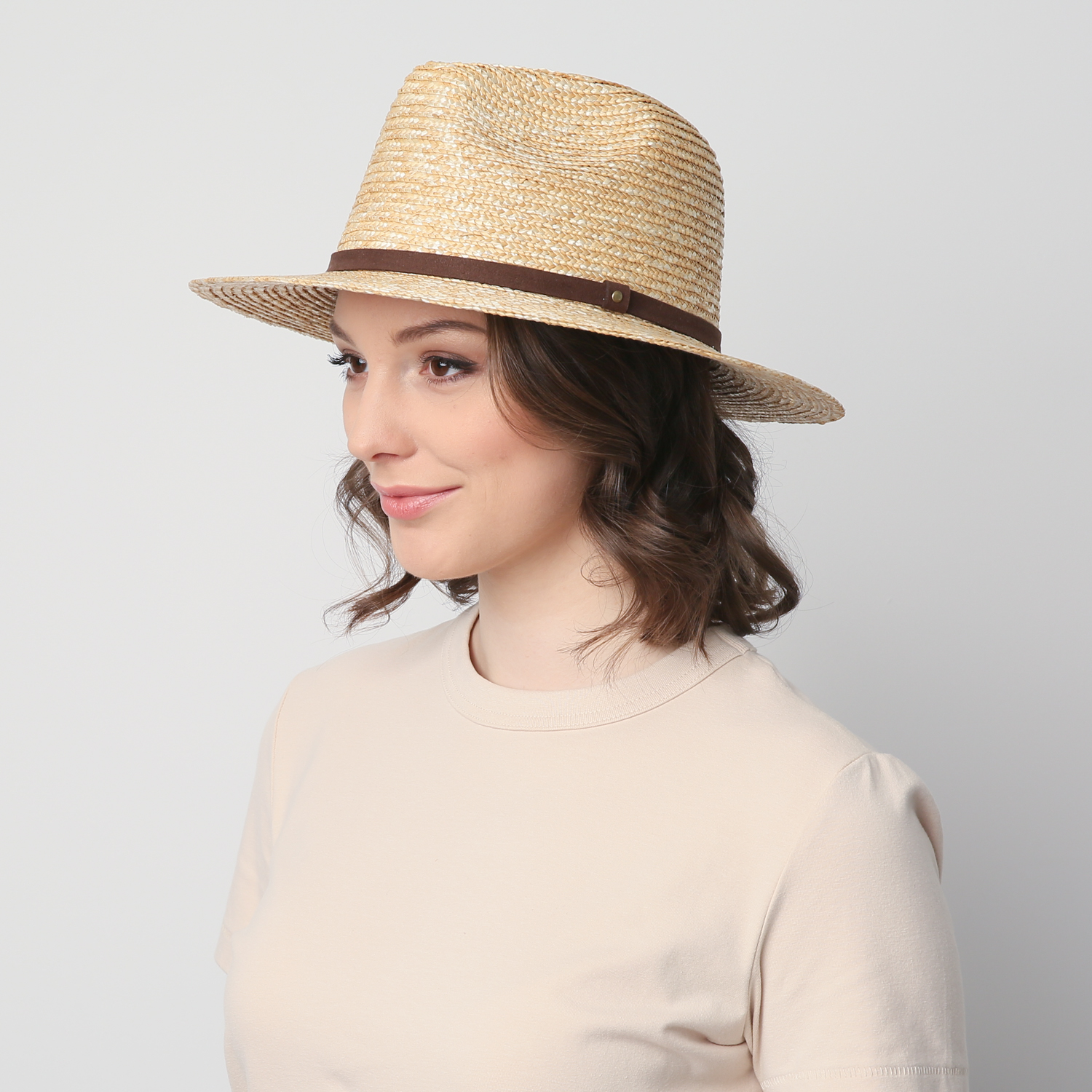 Шляпа LuckyLOOK унисекс федора 818-225 One size Светло-бежевый