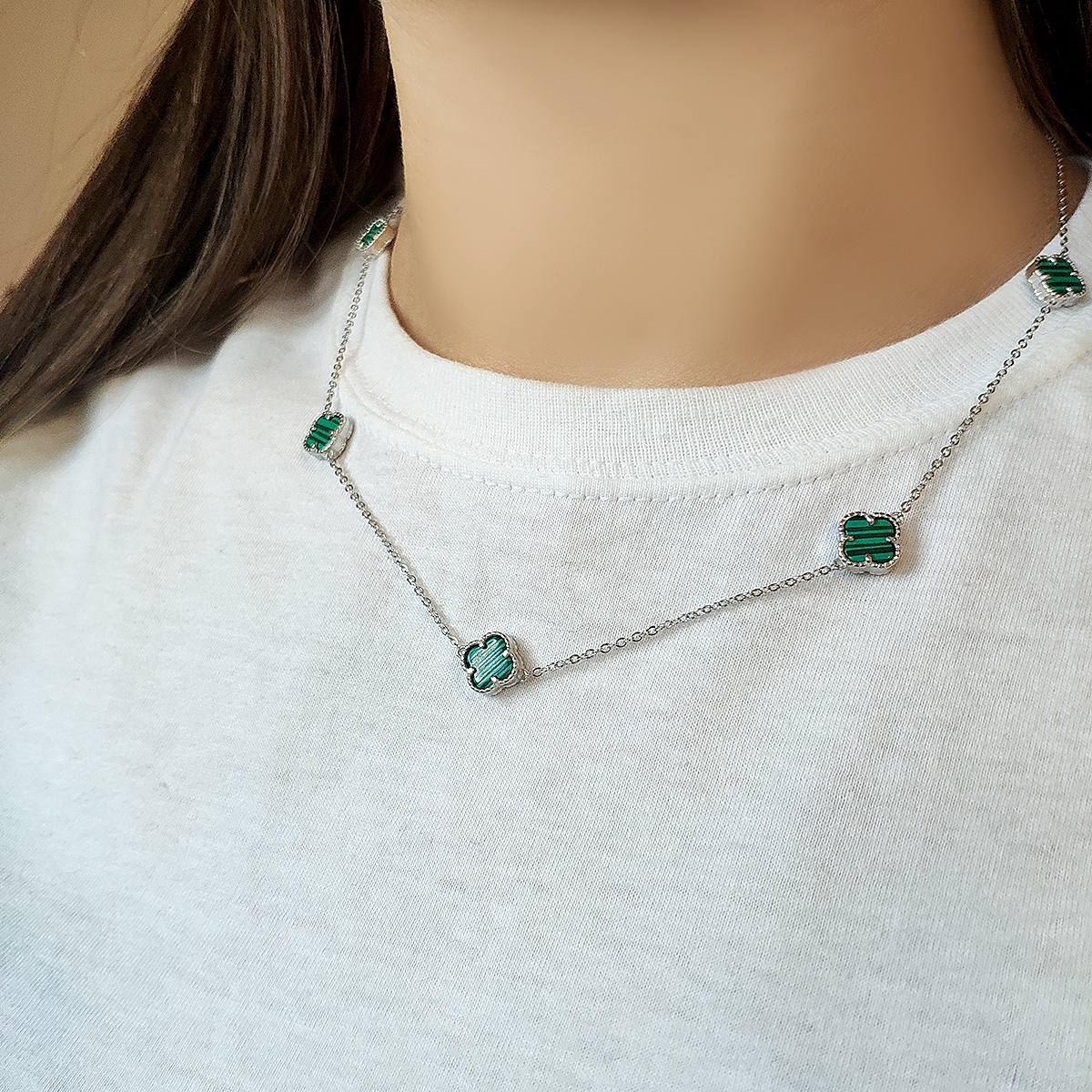 Серебряное колье SilverBreeze с малахитом (2128854) 52-57