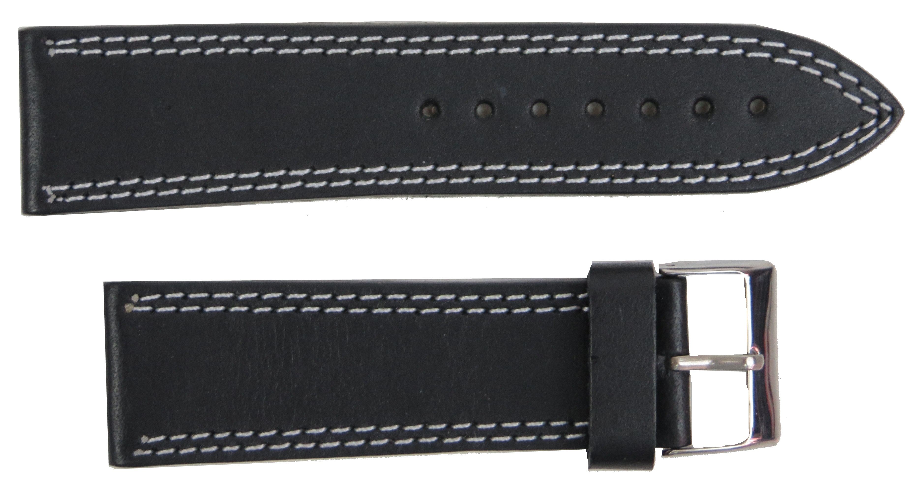 Ремешок для часов кожаный Mykhail Ikhtyar ширина 24 мм Черный (S24-659S black)