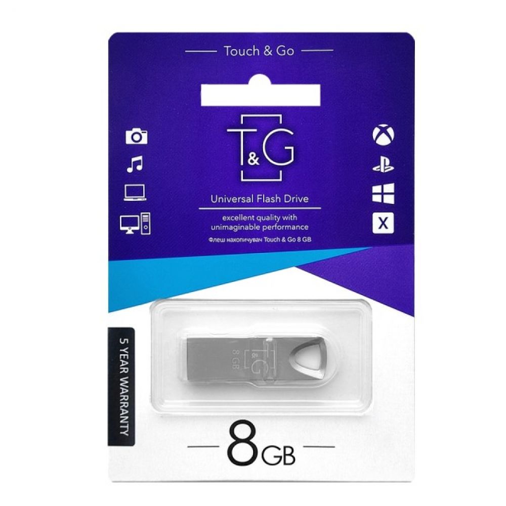 Флеш память T&G USB 2.0 8GB Metal 117 Steel