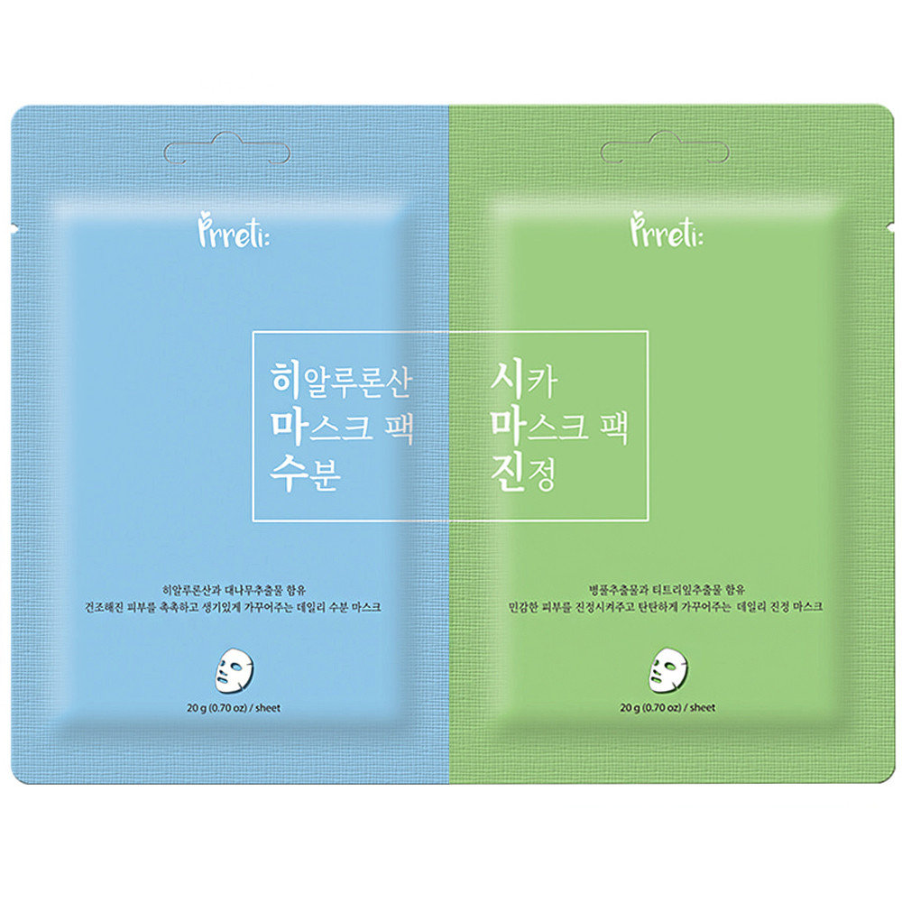 Набор масок для лица Prreti Dual Mask Pack #Cica + #Hyalulonic Acid 20 г*2 (8809541198915)