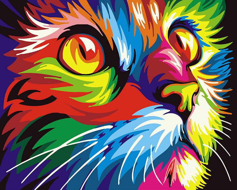 Картина за номерами BrushMe "Райдужний кіт" 40х50см GX26192