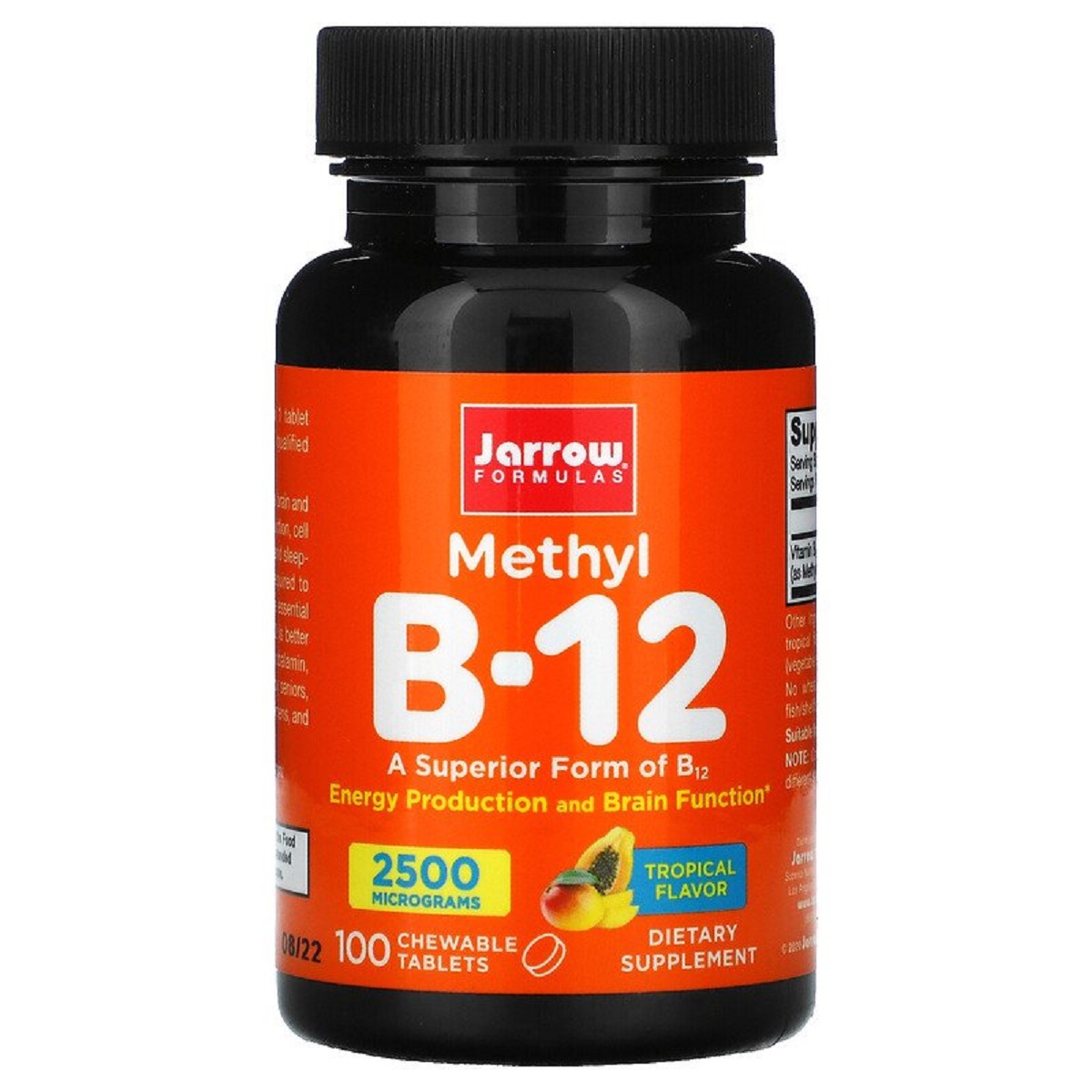 Метил B-12, 2500 мкг, тропічний смак, Methyl B-12, Jarrow Formulas, 100 жувальних таблеток