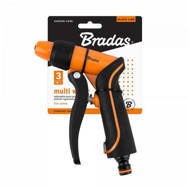 Пистолет для полива регулируемый MULTI WATER BLACK LINE блистер ECO-2056K Bradas