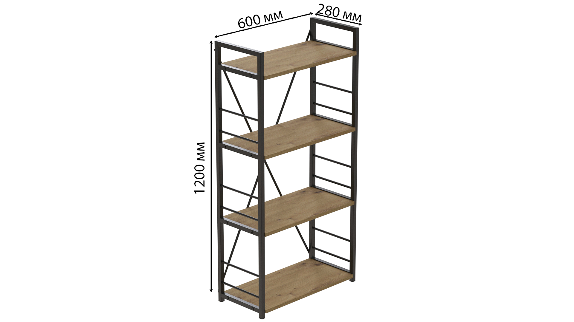 Етажерка Ferrum-decor Конект 120x60x28 см Дуб Артізан (XK00201)