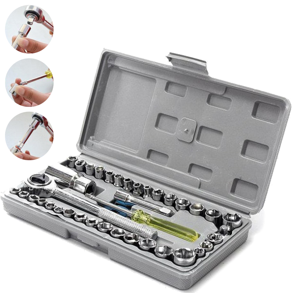 Набір інструментів Mechanic Tools 40 pcs накидні головки з ручками у валізі