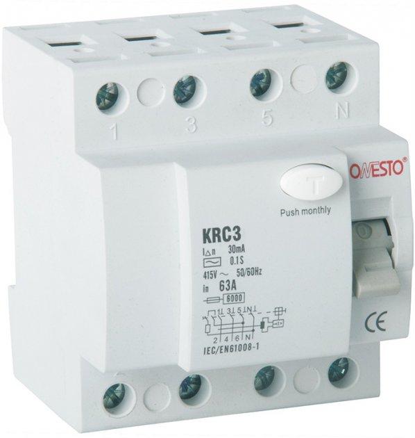 Диференціальне реле ONESTO 3п+N 16А RCD 30mA тип AC
