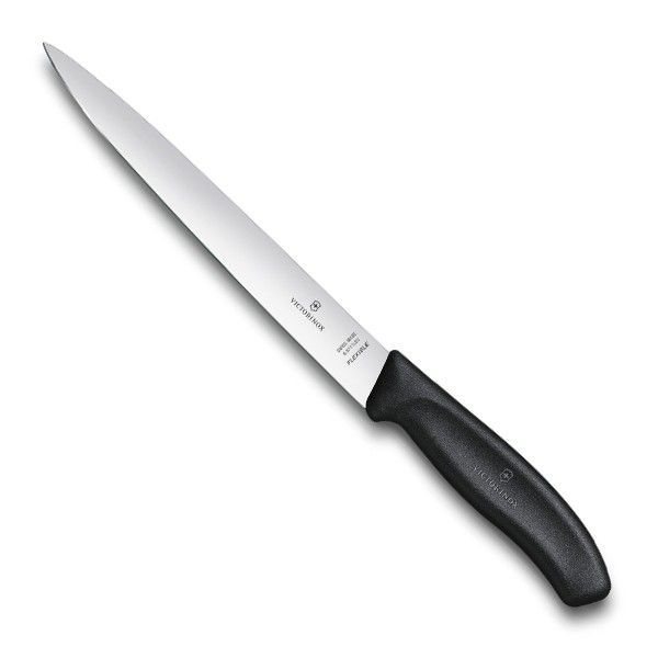 Кухонний ніж філейний Victorinox Swiss Classic Filleting Flex 20 см Чорний (6.8713.20B)