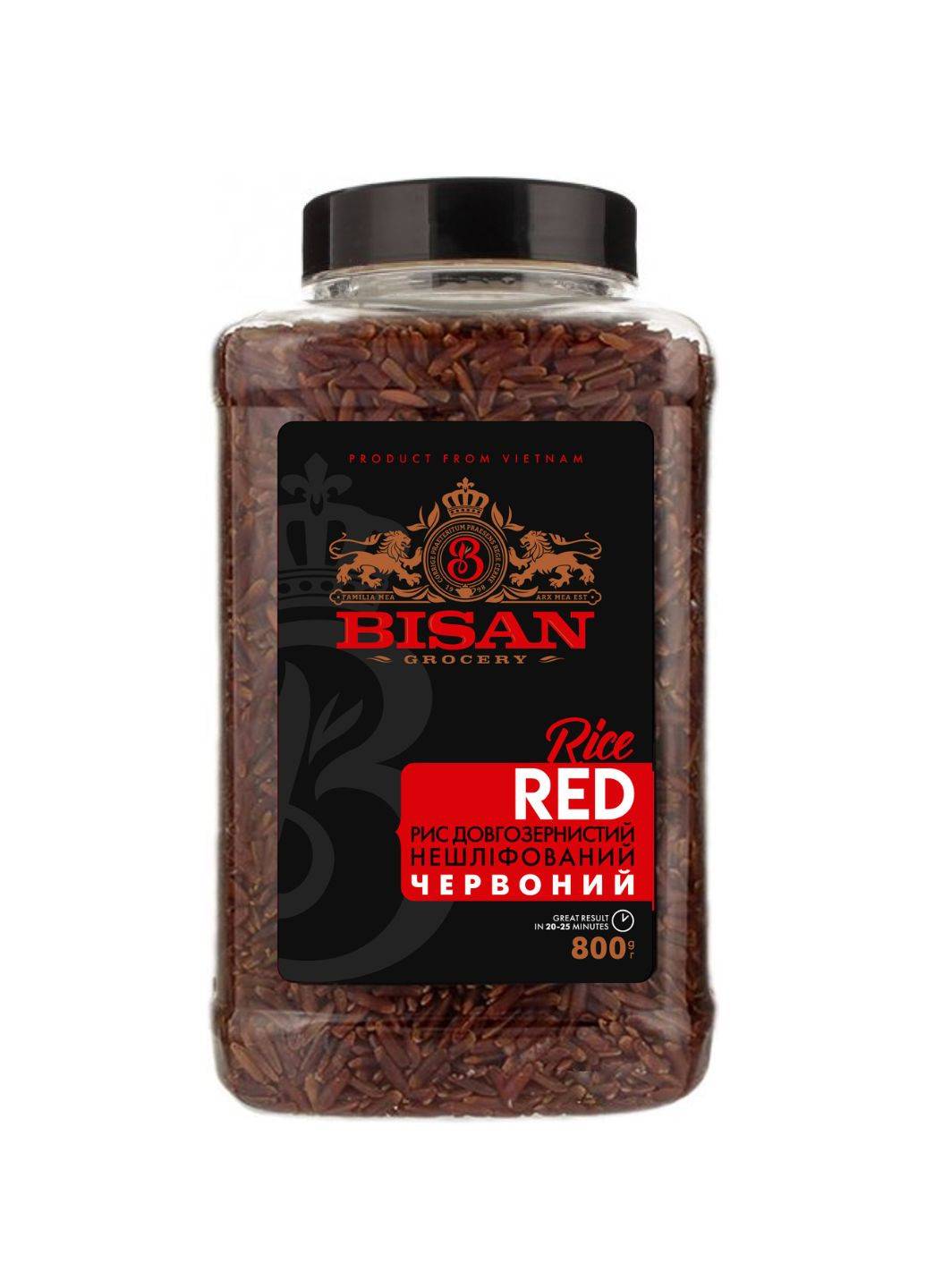 Рис длиннозернистый нешлифованный Bisan Красный 800 г 4820186124521