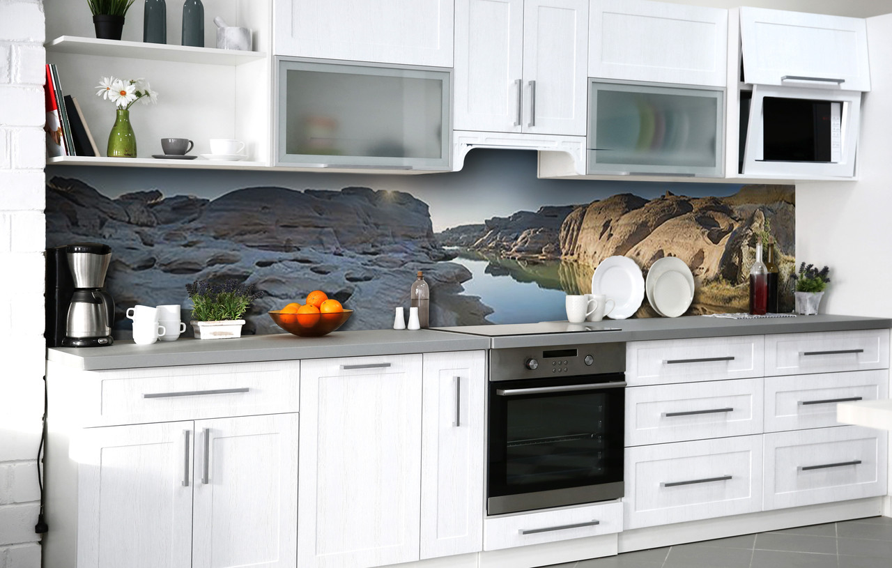 Наклейка на скинали Zatarga на кухню «Каменные холмы» 600х2500 мм виниловая 3Д наклейка кухонный фартук самоклеящаяся