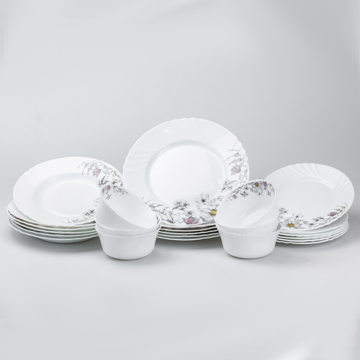 Столовый сервиз на 6 персон керамический TS Kitchen Chamomile белый (HP23407)