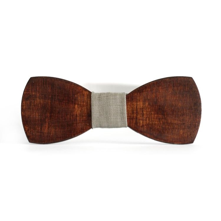 Дерев'яна Краватка Метелик Gofin Класичний Темний З Сірою Тканиною Gbdh-8018