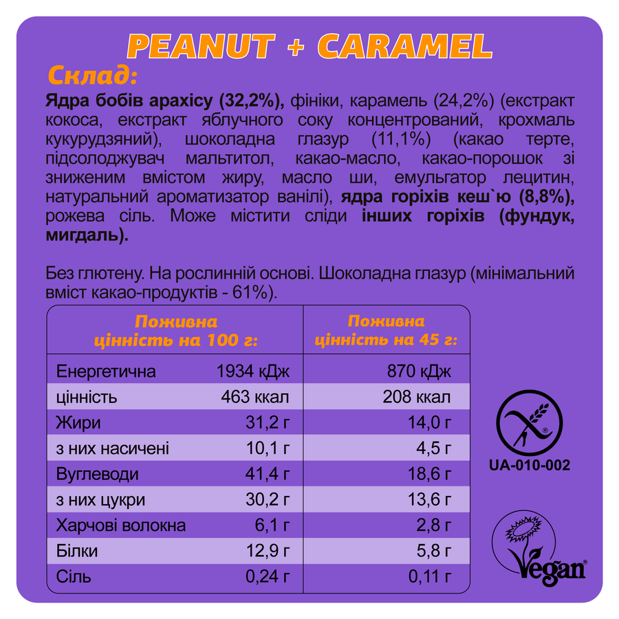 Батончик FIZI Арахис-карамель 45 г 10 шт (2514020322)