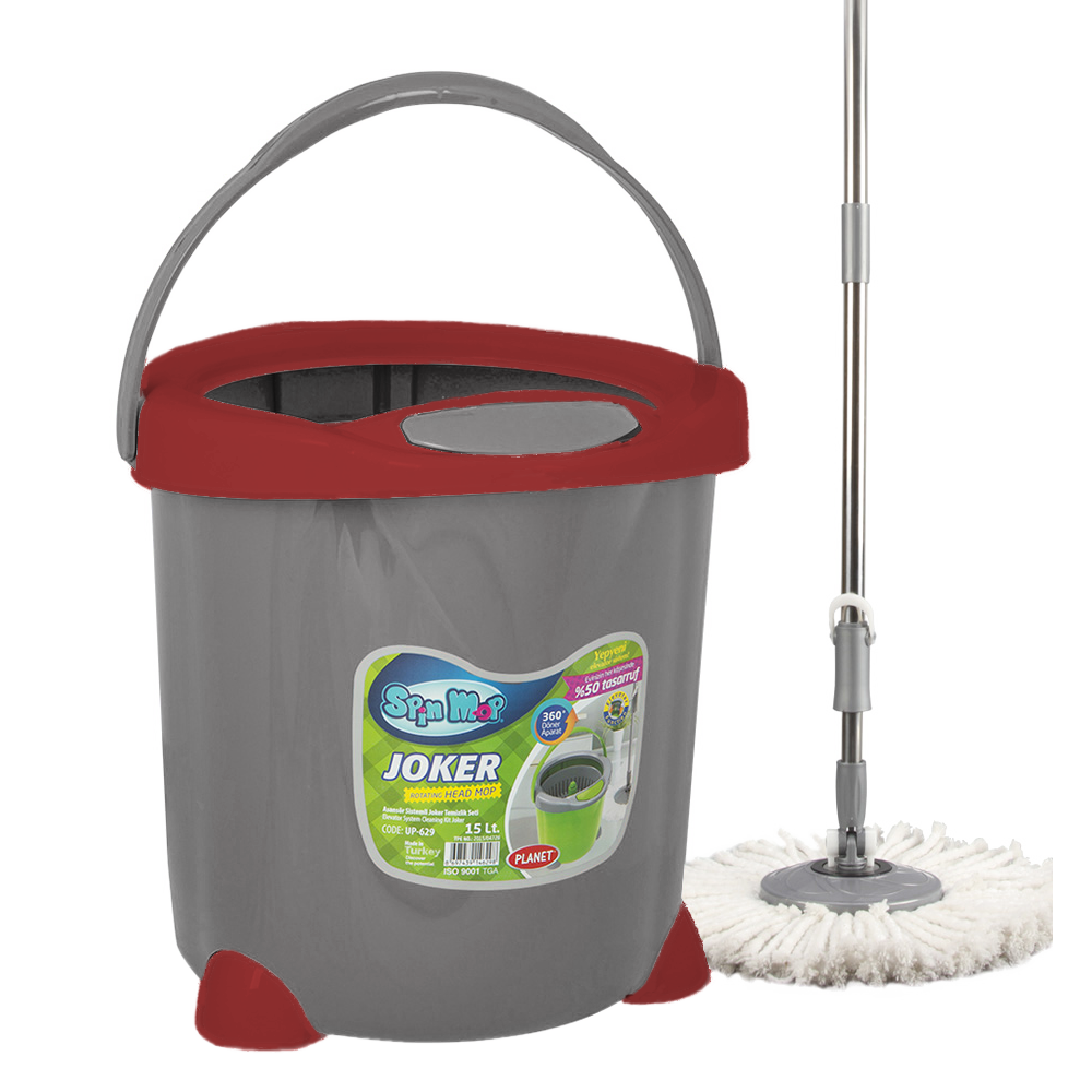 Набір для прибирання 15л Planet Spin Mop Joker сірий з червоним