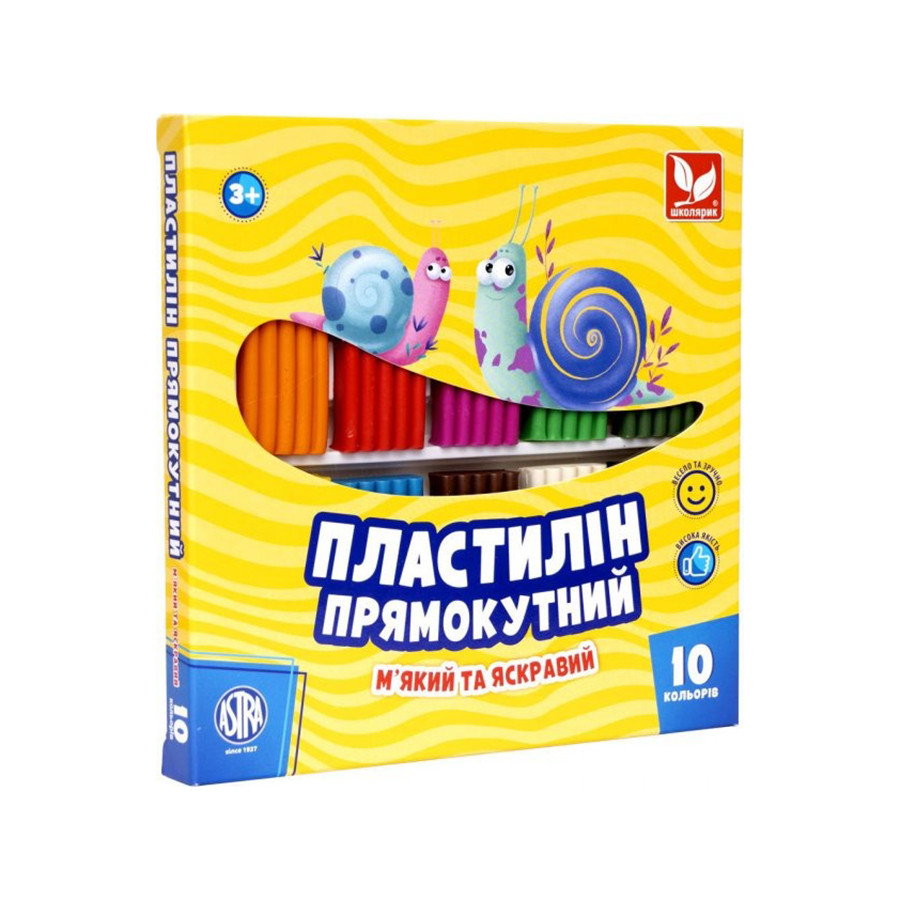 Пластилин прямоугольный Школярик 303116003-UA 10 цветов