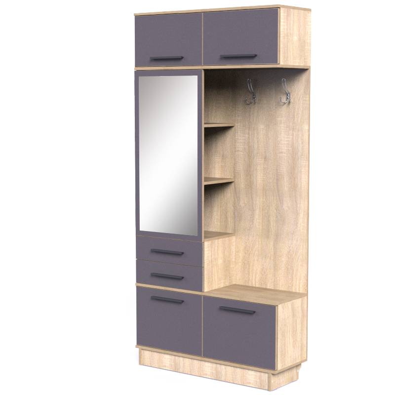 Прихожа Тиса Мебель Прихожа-36 Сонома Графіт 210x35x100 см