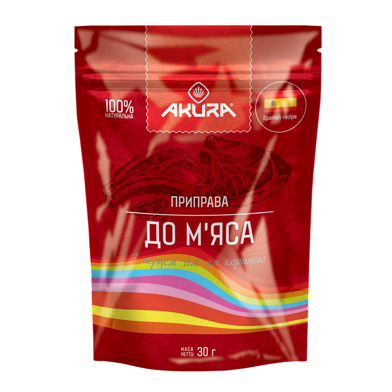 Приправа До м'яса з перцем чілі та корицею ТМ Akura 30 г