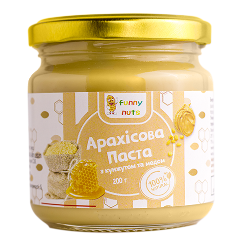 Арахисовая паста Funny Nuts с кунжутом и медом 200 г (1696438231)