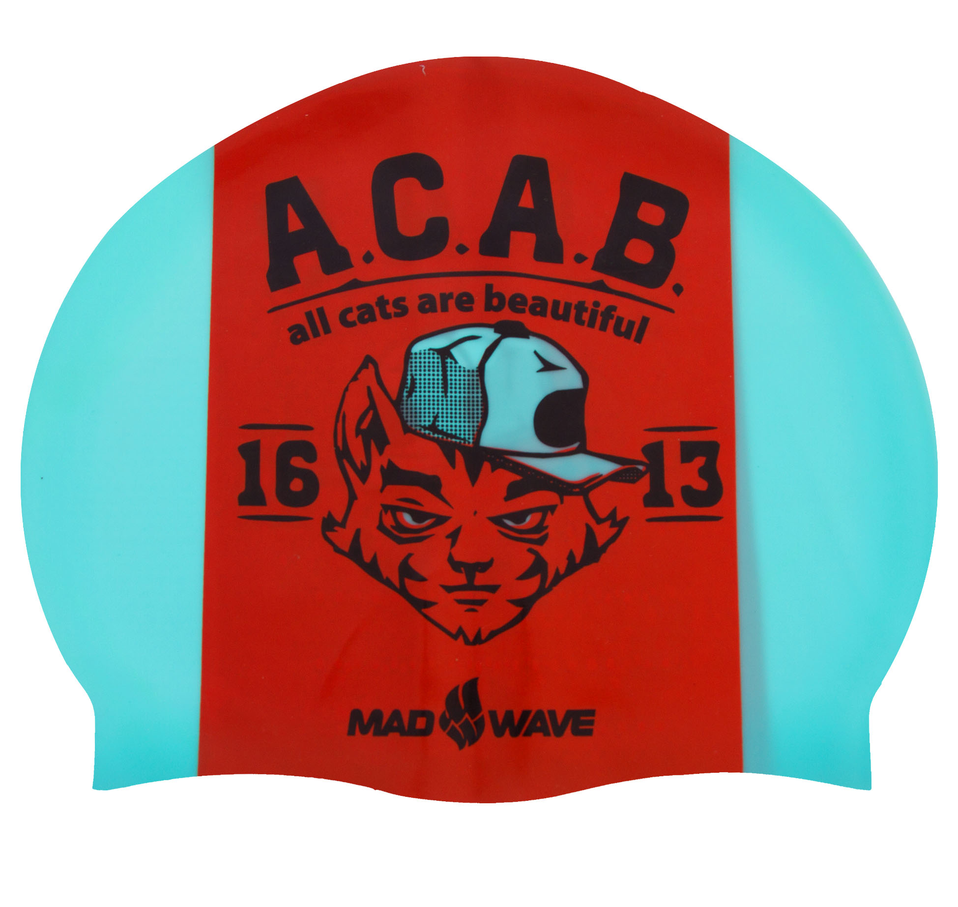 Шапочка для плавания MadWave A.C.A.B. M055823000W Бирюзовый-оранжевый