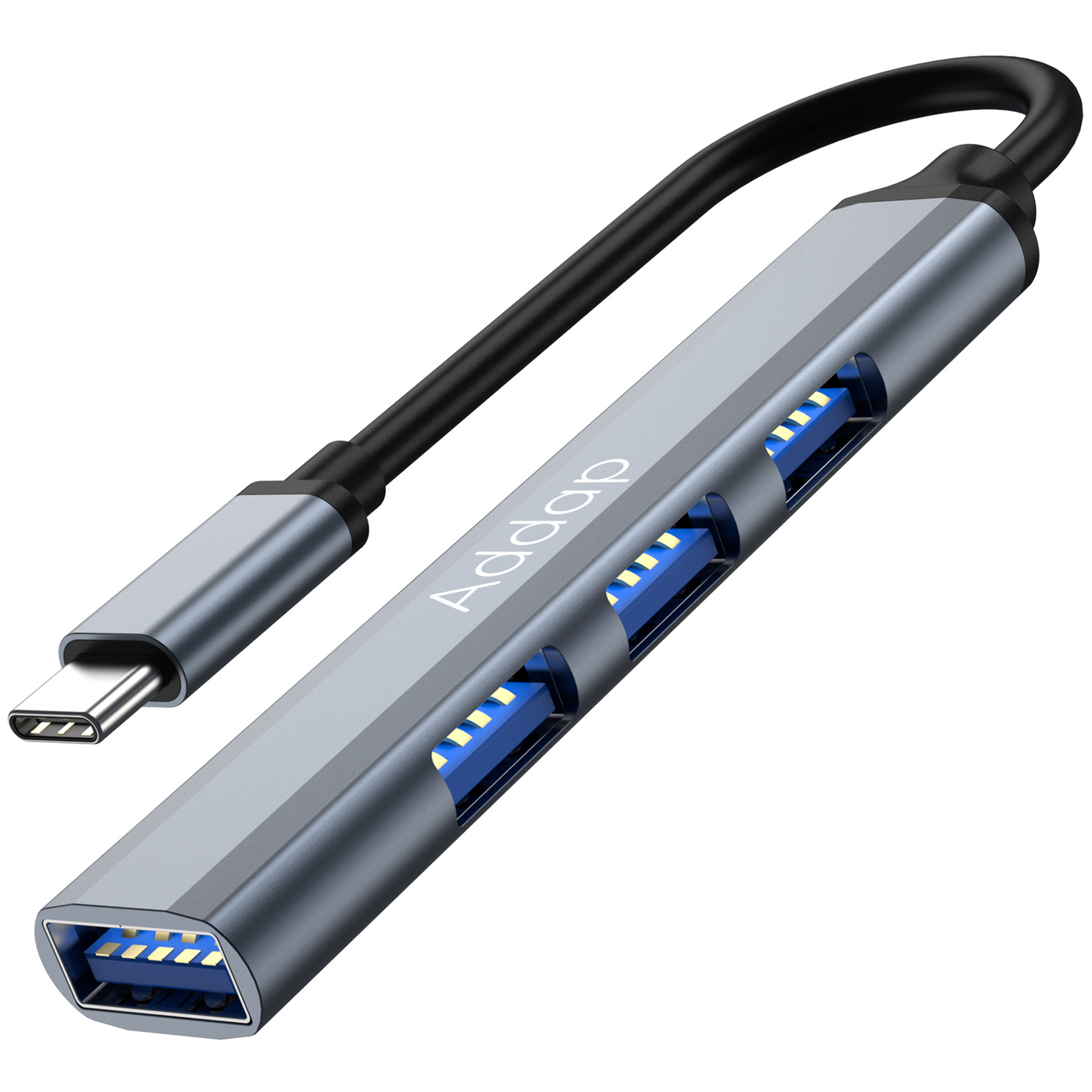 USB Type-C хаб для ноутбука Addap UH-05С на 4 порта USB Gray