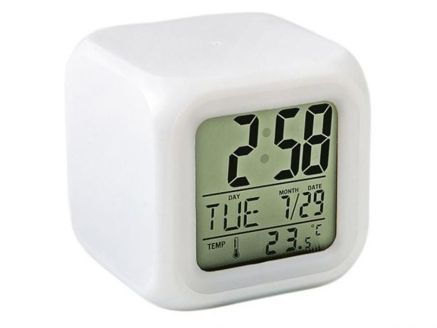 Часы будильник-хамелеон с термометром HMD Белые (110-108437)
