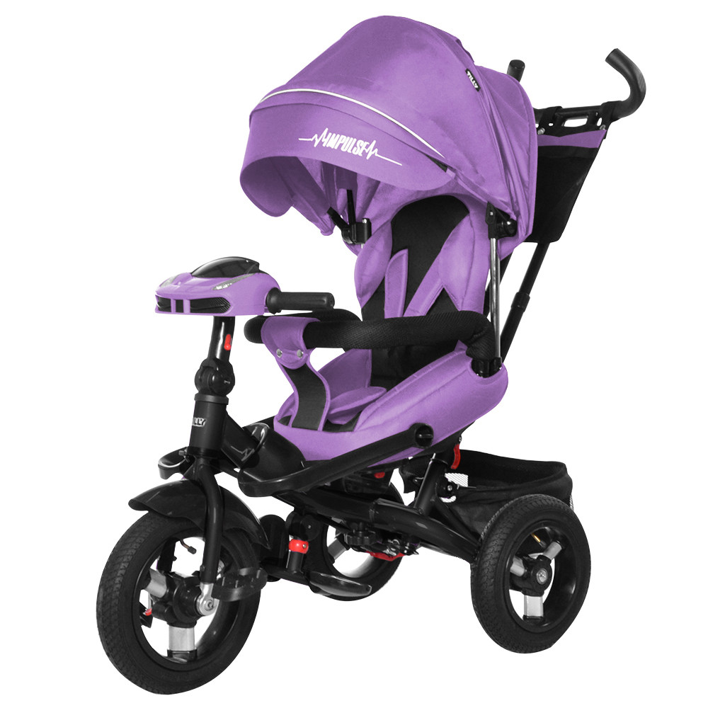 Детский трехколесный велосипед TILLY Impulse с пультом и усиленной рамой T-386/1 Фиолетовый лен