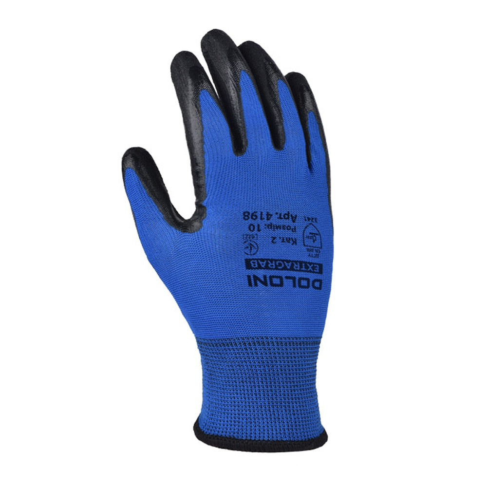 Перчатки трикотажные Doloni синие с латексным покрытием, размер 10, арт. 4198