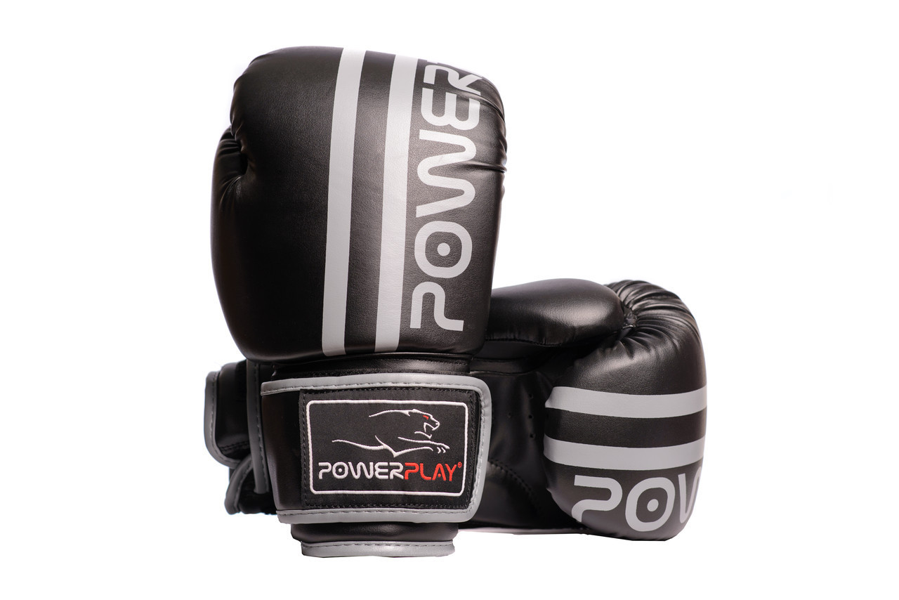 Боксерські рукавиці PowerPlay 3010 12 унцій Чорно-Сірі (PP_3010_12oz_Black/Grey)