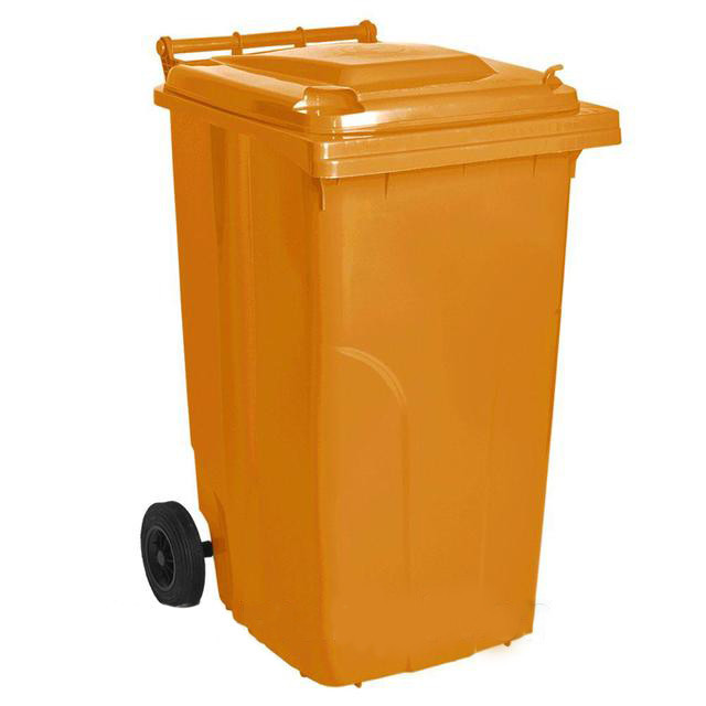 Бак для сміття на колесах з ручкою Алеана 120л помаранчевий