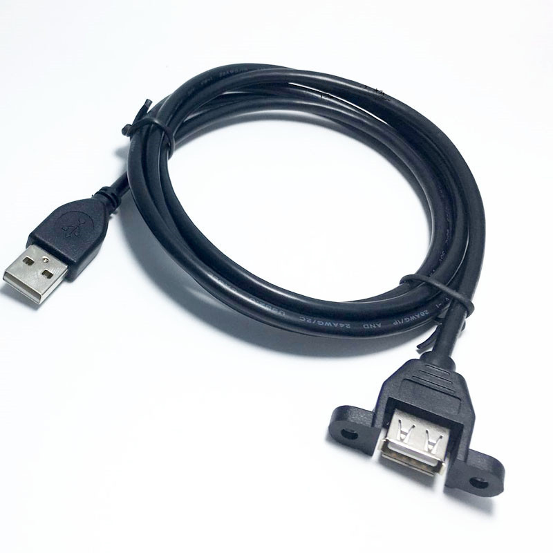 Кабель пристроїв Lucom USB2.0 A M/F 1.0m AWG24+28 PanelMount D=4.5mm Gold Чорний (62.09.8333)