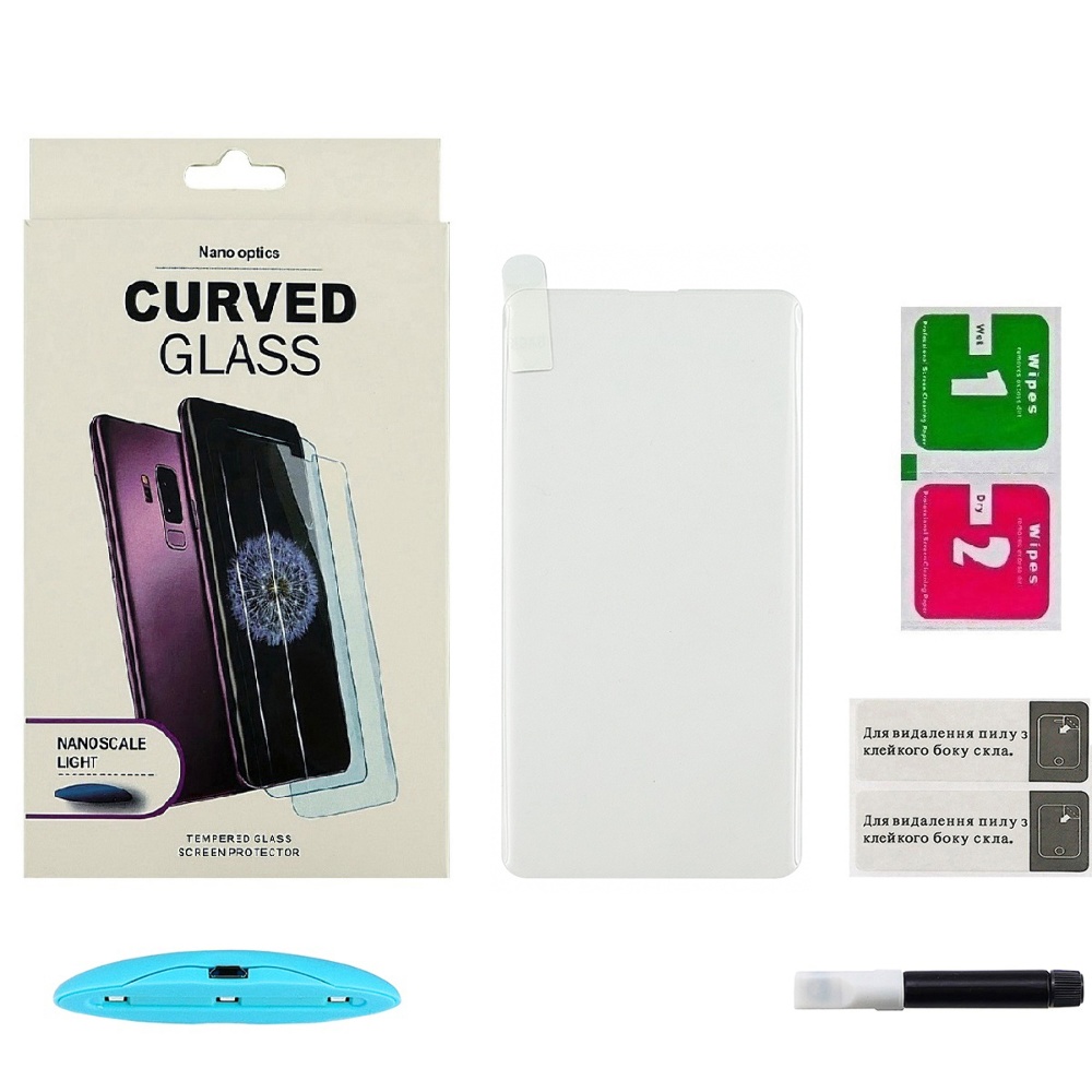 Защитное стекло Glass 0.25 мм 3D с УФ клеем для Samsung Galaxy S10 Plus SM-G975 Прозрачный (19154)