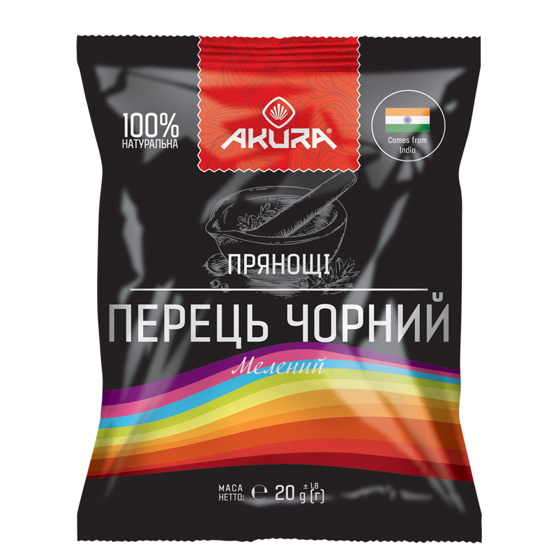 Перець чорний мелений  ТМ Akura 20 г