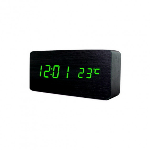 Електронний настільний годинник VST LED WOODEN CLOCK 862 Чорний (258631)