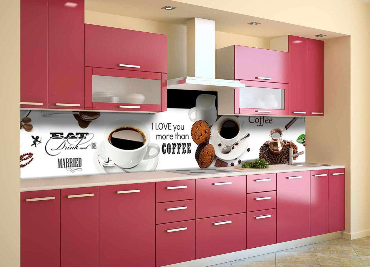 Скидали на кухню Zatarga «City Coffee» 600х3000 мм вінілова 3Д наклейка кухонний фартух самоклеюча Z180814/2