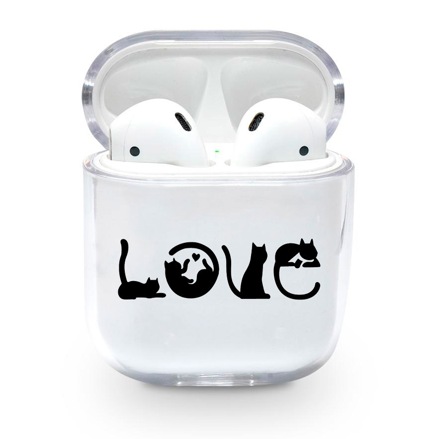 Прозорий силіконовий чохол Apple AirPods з малюнком - Cat Love (KAP1234)