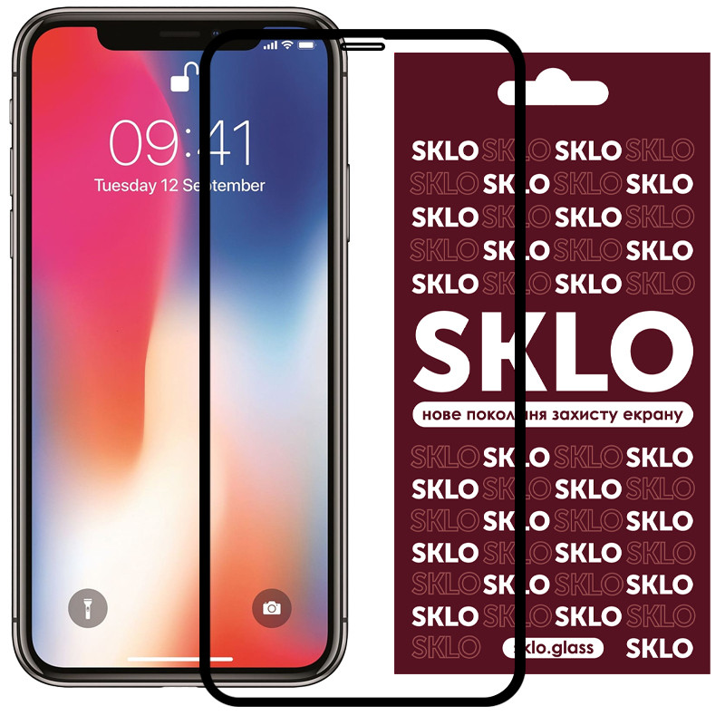 Защитное стекло SKLO 3D full glue для iPhone XS 5.8 Черный 883308