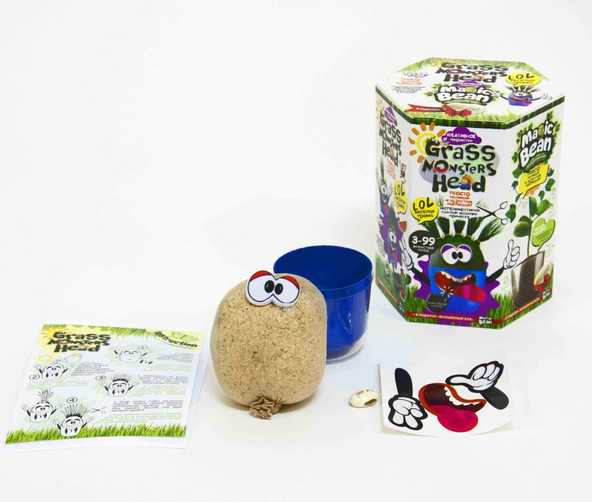 Набір творчої творчості Grass Monsters Head укр Dankotoys (GMH-01-03U)