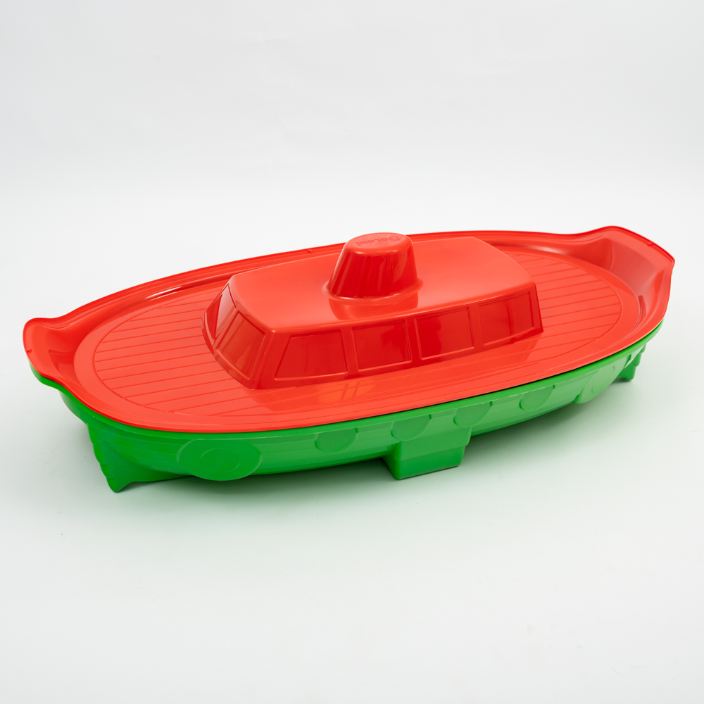 Пісочниця дитяча велика басейн кораблик з кришкою Doloni 1355 * 715 * 375 мм Зелено-червоний (03355/3).