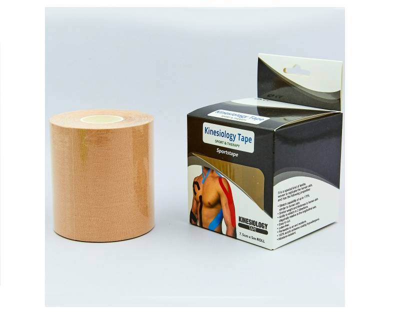 Кинезио тейп в рулоне 7,5см х 5м (Kinesio tape) эластичный пластырь BC-0841-7_5 Beige (SKL0484)