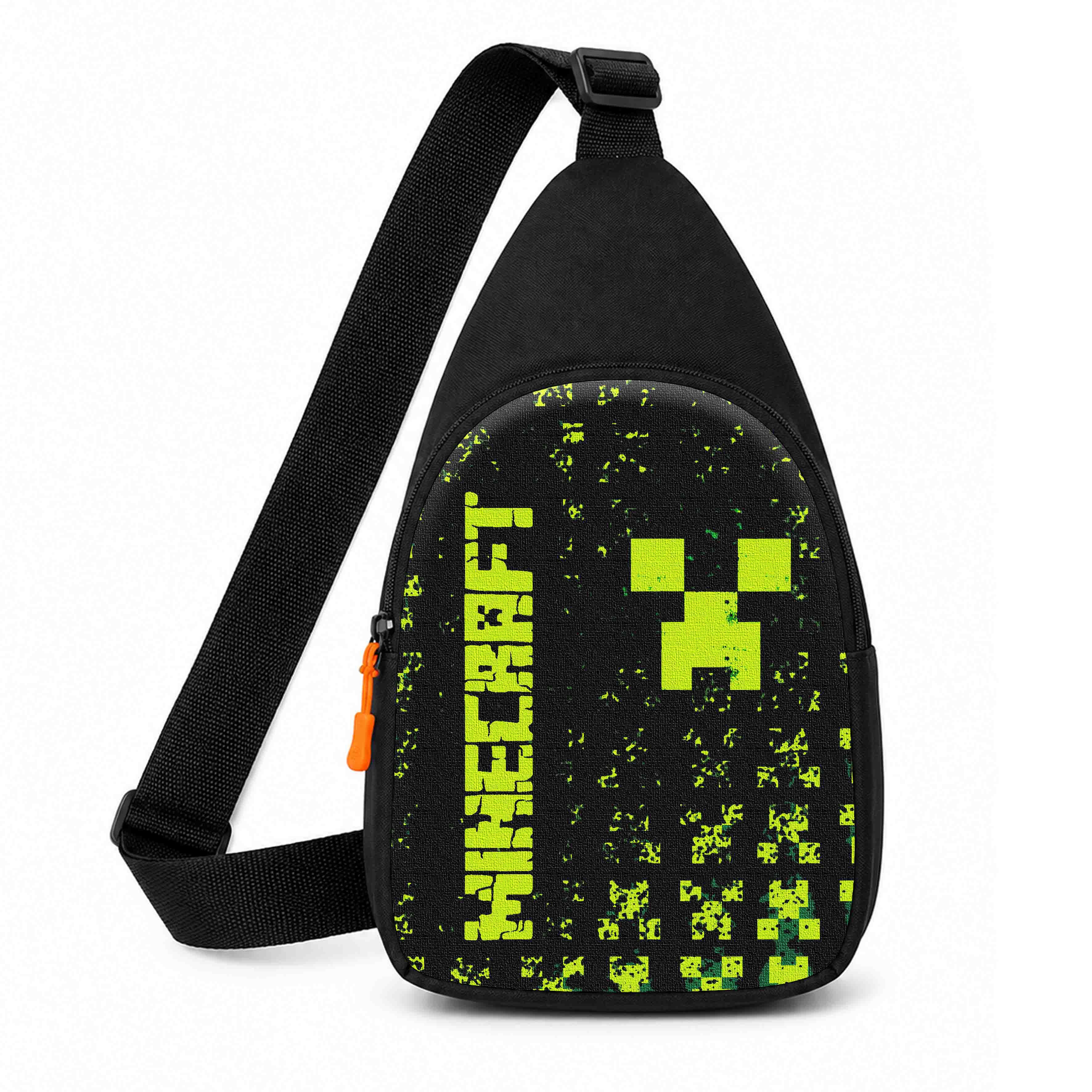 Дитяча сумка-слинг через плечо Minecraft Крипер, чорна, 29×17×5 см — арт. 2643077287