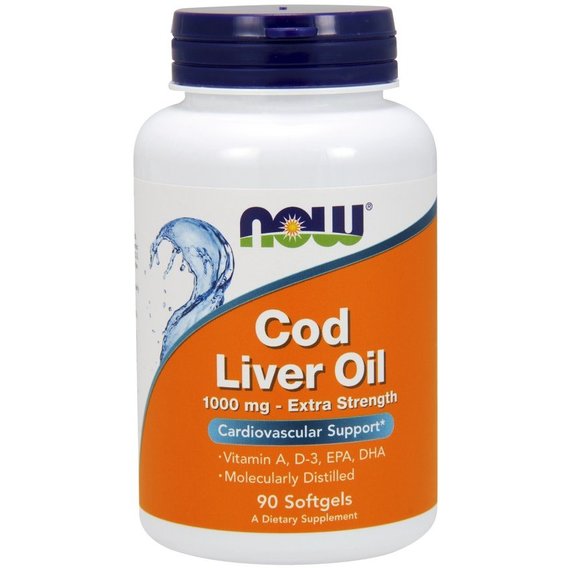 Жир из печени трески NOW Foods Cod Liver Oil Extra Strength 1000 mg 90 Softgels