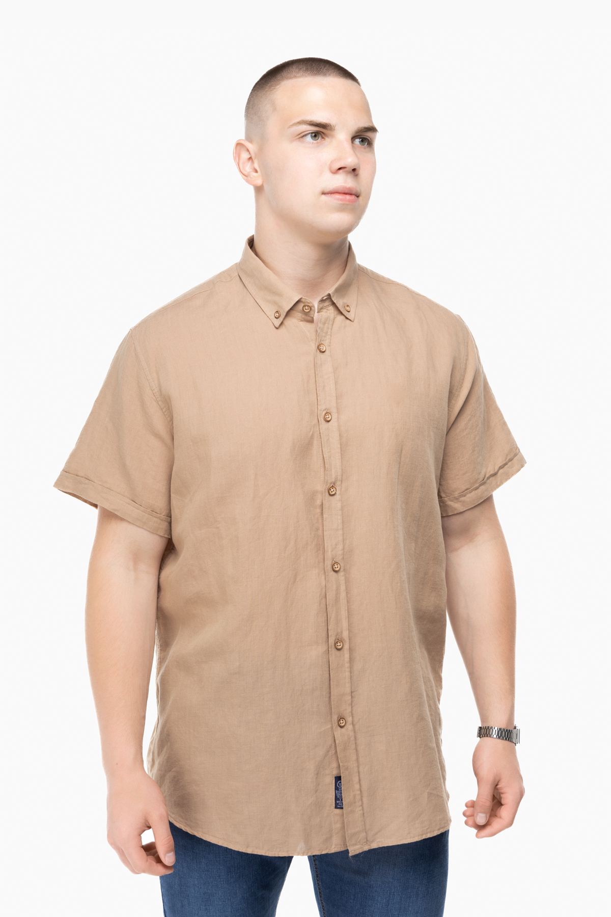 Рубашка классическая однотонная мужская Stendo 14215 5XL Бежевый (2000989628521)