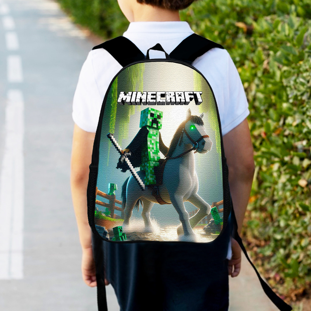 Дитячий рюкзак Minecraft Крипер на коні 34×27×13 см