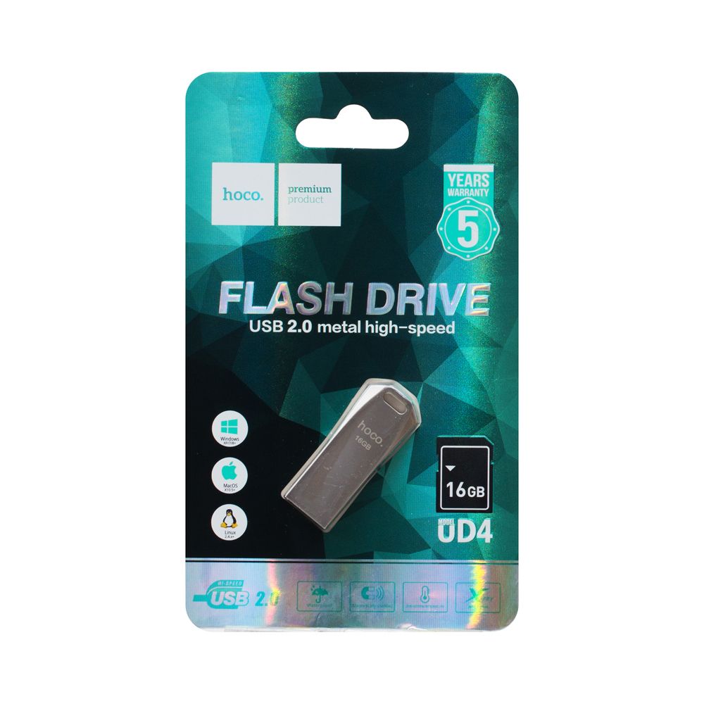 Флеш пам'ять Hoco UD4 USB 2.0 16GB Steel