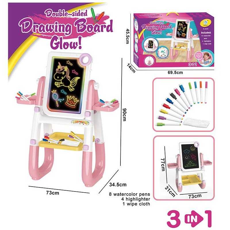 Мольберт детский TK Union Group Drawing Board Glow 73х34х90 см Розовый (143269)