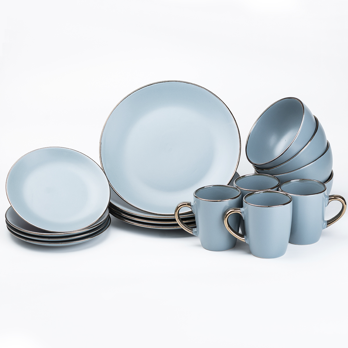 Столовый сервиз на 4 персоны керамические TS Kitchen Blue sky пастельный голубой (HP20331)